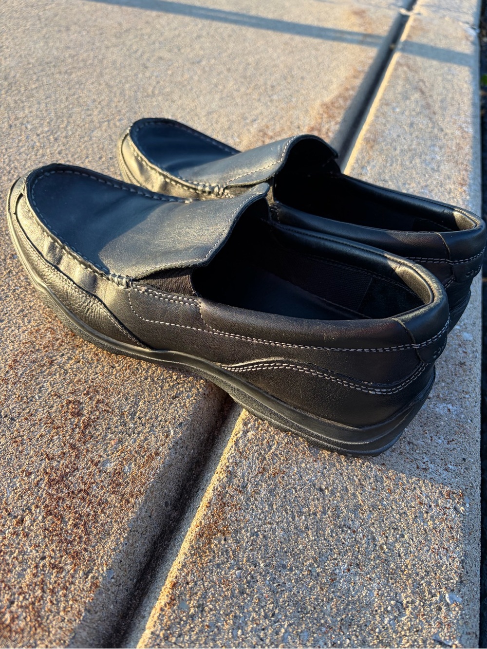 Cole Haan Black Slip-On Leather Loafers with Contrast Stitching